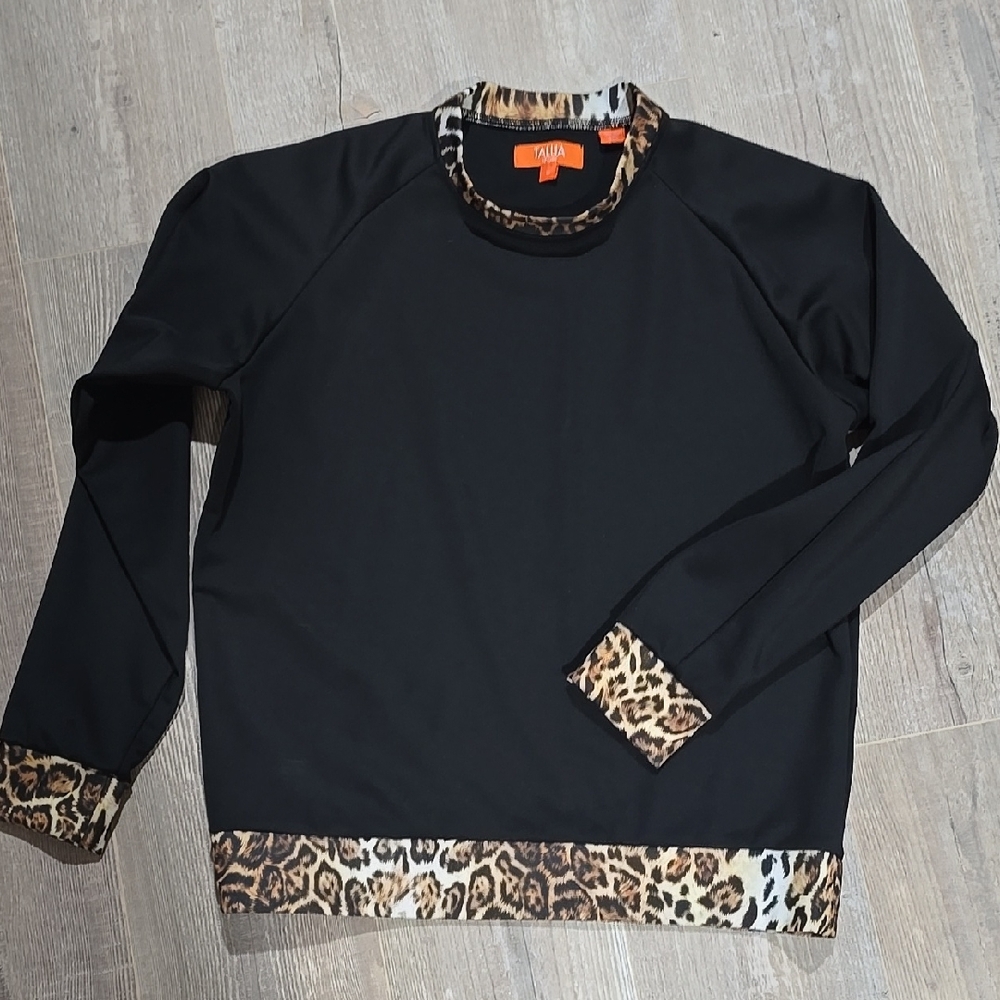 Men's TALLA Black Leopard Trim Sweatshirt